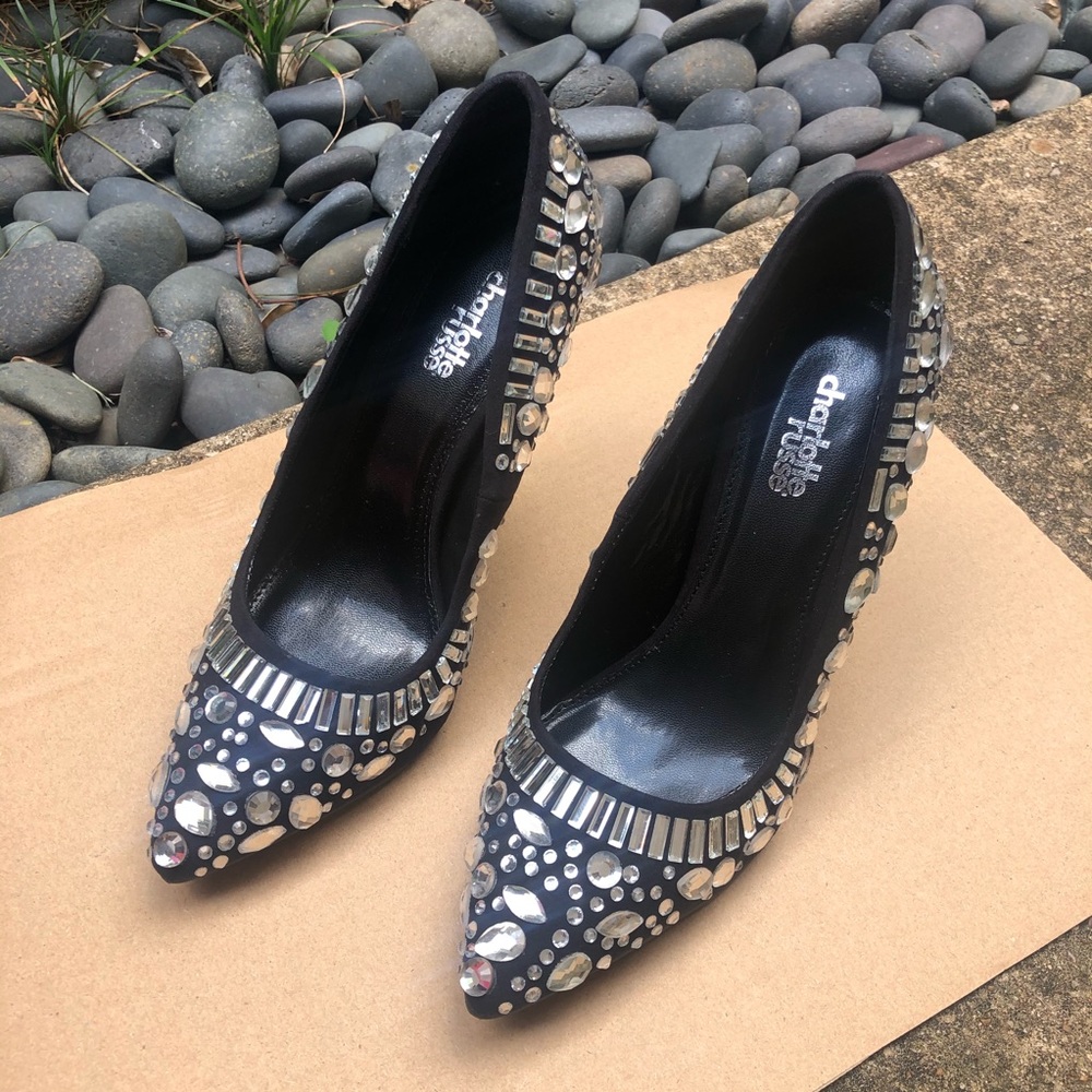 Pointy Toe Clear Rhinestone Jewel Heel Pump 8 - Picture 2 of 4